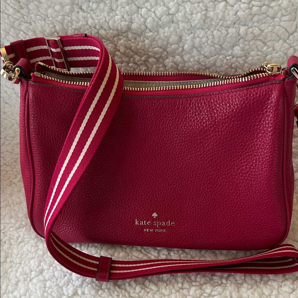 kate spade Fuchsia Crossbody Bag with Striped Strap